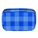 Photo Gallery blu plaid pattern grid textile cosmetic zipper pouch makeup bag travel waterproof toiletry bags per le donne, multicolore, 17.5x7x10.5cm/6.9x4.1x2.8in Photo Gallery blu plaid pattern grid textile cosmetic zipper pouch makeup bag travel waterproof toiletry bags per le donne, multicolore, 17.5x7x10.5cm/6.9x4.1x2.8in