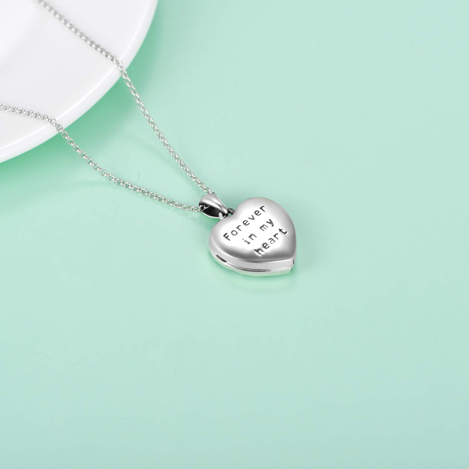 LONAGO 925 Sterling Silber Personalisiertes Foto Medaillon das Bilder Pferd Wolf und Mädchen Herz Medaillon Anhänger Halskette Schmuck Hält