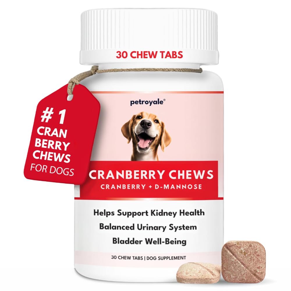 Petroyale Cranberry Chews for Dogs - Dog UTI Health Supplement Better Urinary Tract & Bladder Function Antioxidant, Anti-Inflammatory of All Breeds 30