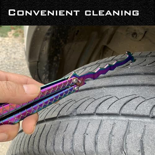 Image of Tire Stone Removal Hook, Automotive Hook, Tire Picker, Multifunctional Collapsible Portable Removal Tool, Car tire Cleaning Tool,Removing Stones from car Tires (Black+Chromatic)