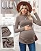Neer 3 Pack Women's Maternity Tops, Pregnant Long Sleeve Sweaters Mock Turtleneck Pregnancy Shirts Ribbed Knit Mama Clothes(Khaki, Apricot, Black,Medium)