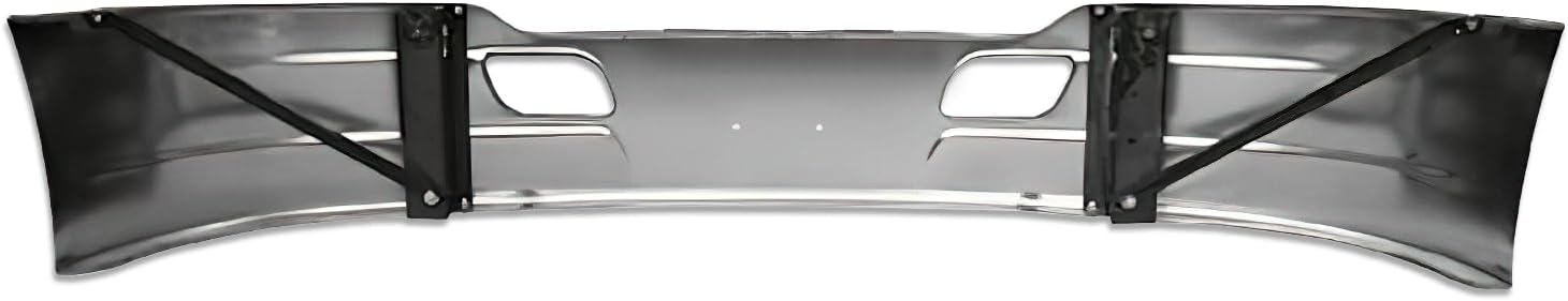 KOZAK 17" Aero Style Chrome Bumper WITHOUT RADAR CUTOUT Compatible with Kenworth T680 2013-2021 Semi Trucks PLUS Logo, Wipers, License Plate Frame, 2x Trailer Tail Lights and Vest