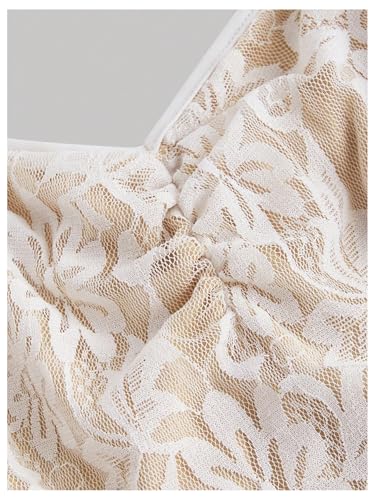 GORGLITTER Women's Lace Bodycon Fishtail Midi Dress Graduation Prom Wedding Guest Y2K Ruched Asymmetrical Summer Dress3