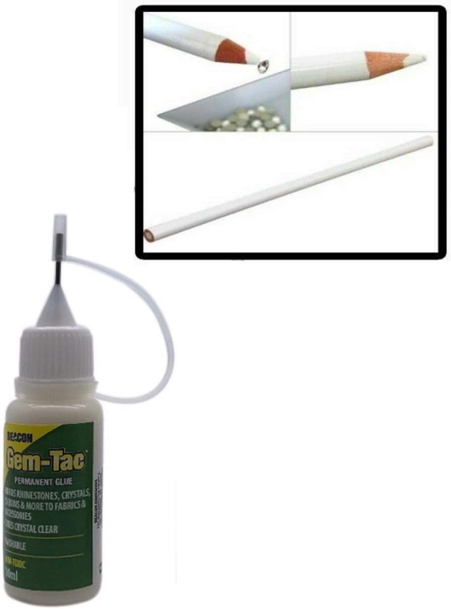 World of Sparkles Gem-Tac Glue Applying Crystal Rhinestone Diamante Diamond Arts & Crafts Projects Fashion Accessories Jewelry Making DIY 10ml with 1 Wax Picker Pencil Free