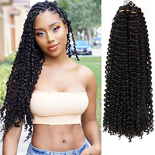 AliLeader Passion Twist Crochet Hair Water Wave Crochet Hair 18 inch 6 Packs Passion Twist Crochet Hair Passion Twist Braiding Hair Hair Extensions(#1B)