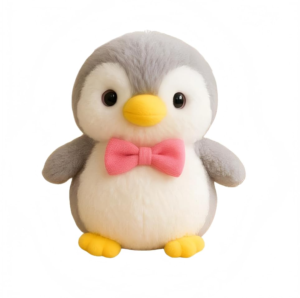 Image of SCOOBA Super Soft Grey Penguin Soft Toys for Kids Babies 25cm(Grey Penguin with Bow)