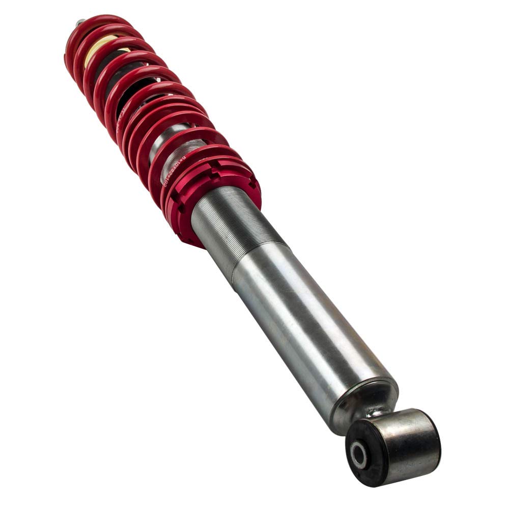 maXpeedingrods 4 Lots de Coilover Combinés Filetés pour VW Corrado Golf MK2 MK3 Jetta II, Kit de Ressorts Amortisseurs Suspension Hauteur Réglable - Rouge