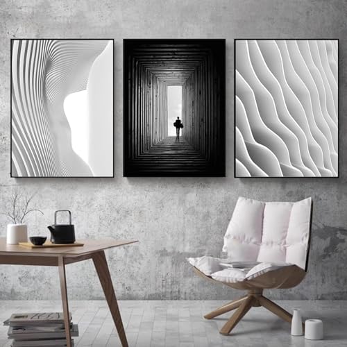 Peinture sur toile salon pour habiller un grand mur vide triptyque moderne