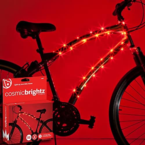 Brightz CosmicBrightz LED Bike Frame Rope Light, Red - 6.5-Foot String Rope - Battery-Powered with On/Off Switch - Ultra Bright Color Keeps Your Ride Fun and Safe for Kids, Teens, & Adults