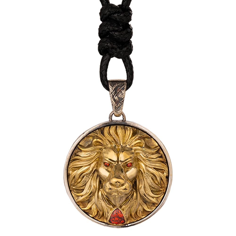 Collana con ciondolo a forma di testa di leone in argento sterling 925 bicolore con zirconia cubica gioielli animali per uomo catena 60cm