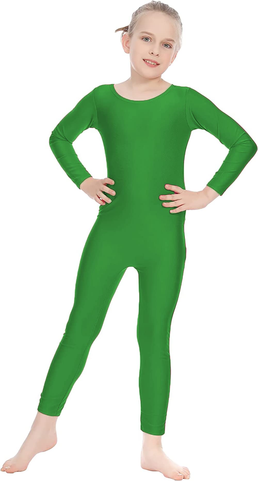 Carnavalife Bodies de Danza para Ballet, Mono de Manga Larga con Cremallera, Leotardo Body Nude para Gimnasia Deportiva Rítmica, Jumpsuit Niña Elástico Bailarina Yoga 1-12 años