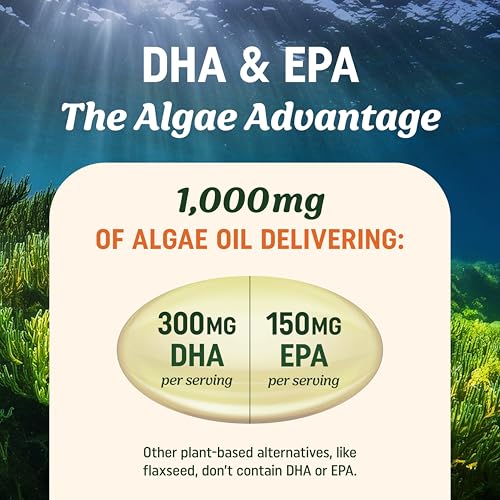 Vegan Omega 3 Algae Oil | Plant Based DHA EPA | Sustainably Sourced, No Carrageenan, Non GMO | Heart, Brain, and Eye Health | Fish Oil Alternative | Algae Omega 3 Supplement | 60 Softgel Capsules - Image 5