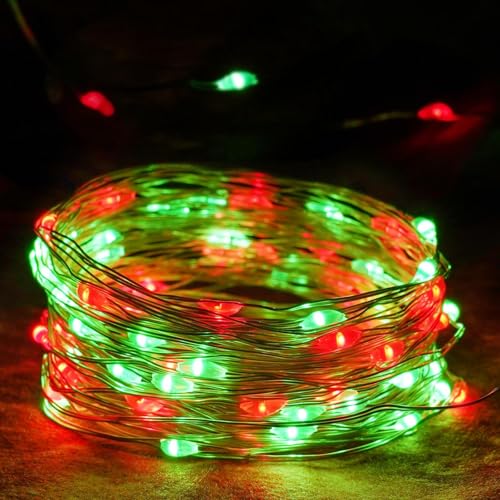 Image of 4 Pack Fairy Lights Battery Operated Christmas Lights Timer Red and Green