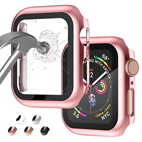 Image of Case Compatible with Apple Watch 38MM Series 3 /2 /1 / with Built-in Tempered Glass Screen Protector, All-Around Ultra-Thin Bumper Full Cover Hard PC Protective Case for iWatch