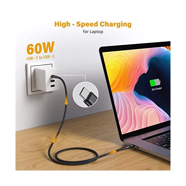 AUFU 5 Stück USB C Kabel 60W 3.1A USB Typ C Ladekabel Schnellladung 180° Rotation für Samsung Galaxy S22 Ultra S21 S20… – Bild 4