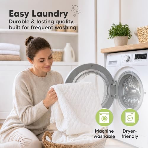 Image of 1-Pack Waterproof Twin Mattress Protector - Quiet Twin Size Toddler Mattress Protector Cover, 75 inchx39 inch, Kids Toddler Bed Sheets, Soft Absorbent Quilted Cotton, Machine Washable (Soft White, Twin)