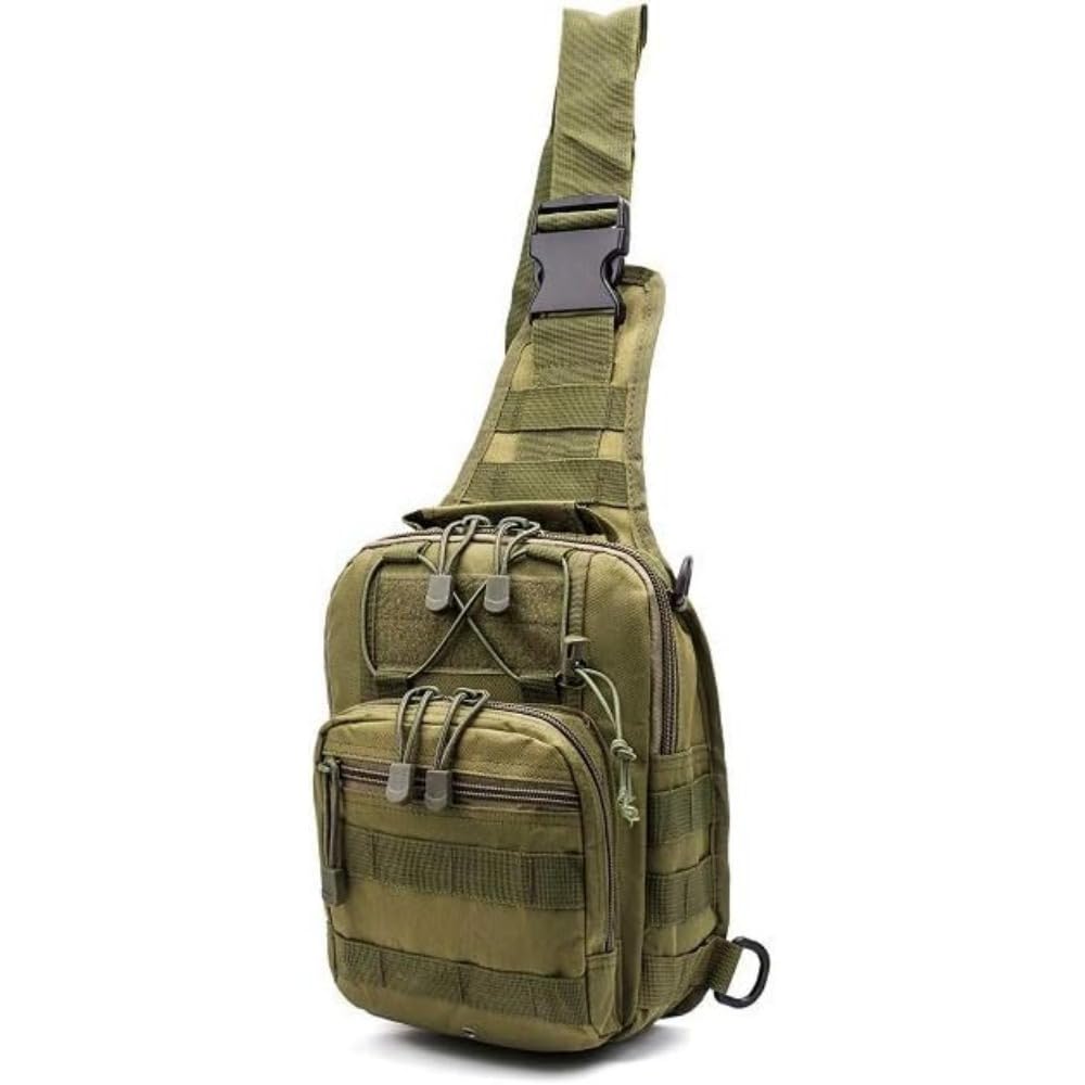 Xingyunmaiqiu Unisex Army Green Sling Bag Tactical Backpack Outdoor Shoulder Bag Satchel Chest Packs Daypacks For Smart Phone Climbing Camping Cycling Hiking (Army Green)