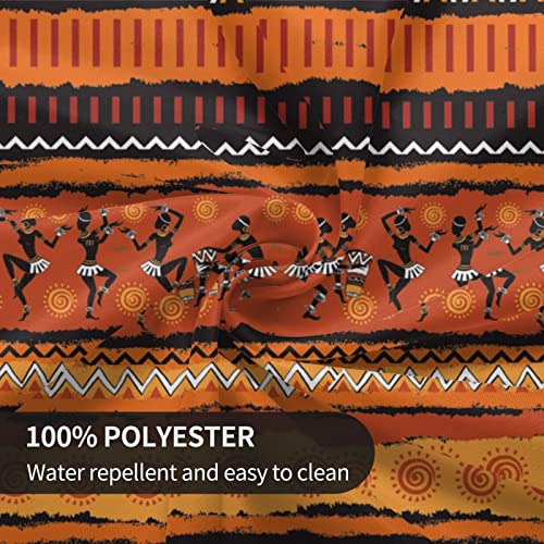 Round Tablecloth 60 Inch, African Women Mudcloth Tribal Print Orange Striped Tablecloth For Outdoor Home Kitchen Decor, Washable Wipeable Polyester Fabric Table Cloth Cover For Farmhouse Holiday Party #TOP5