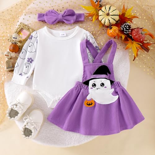 Newborn Baby Girl Halloween Outfit Long Sleeve Romper Dress Suspender Skirt Christmas Overalls Fall Clothes2