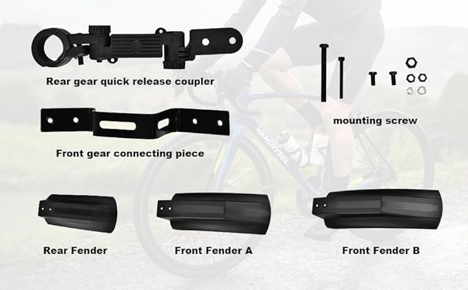 Guardabarros para Bicicleta Fat Bike Kuuleyn Juego Delantero Trasero PP miniatura 9