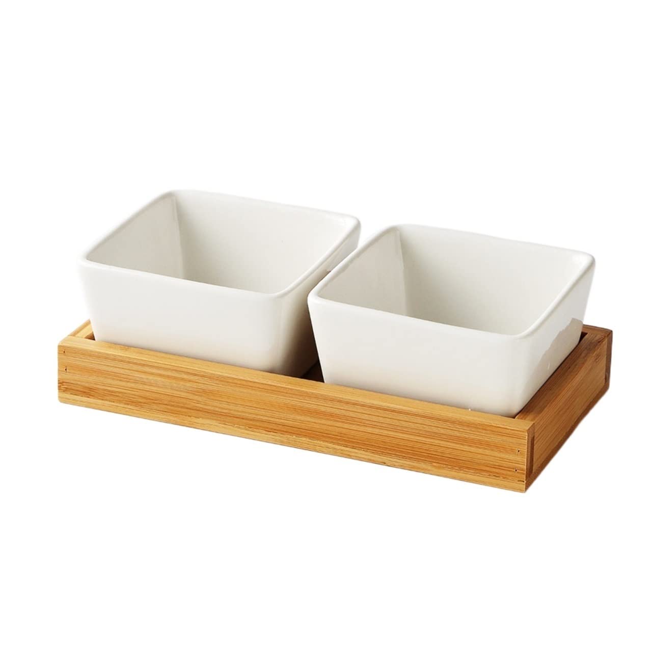 RWRAPS Snackteller, Keramik-Saucenteller, Dessertteller, quadratische Form, Obstteller mit Tablett, Porzellan-Kuchen- oder Süßigkeitenteller, Dip-/Dipschalen, Snackschale (Farbe: B) (B)