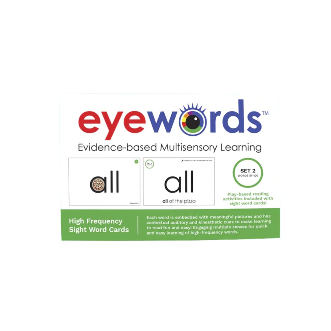 Eyewords - Multisensory Sight Word Phonics Flash Cards - Kinesthetic Learning Approach, Set #2, Words 51-100