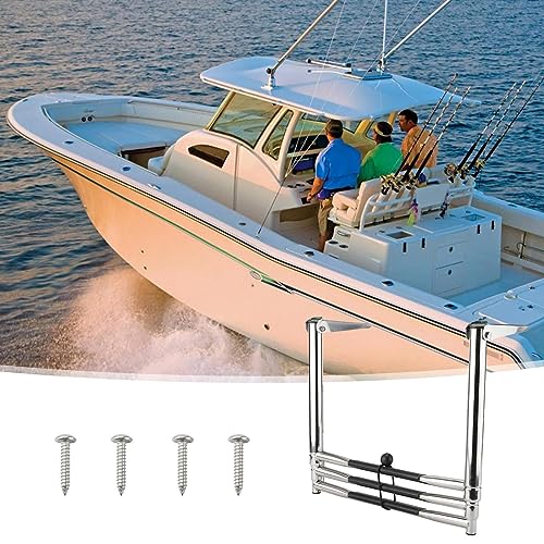 Échelle télescopique bateau avec marches relevables antidérapantes
