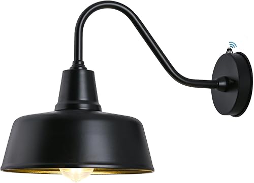 Luces de Granero Exteriores con Cuello de Ganso, Iluminación de Anochecer a Amanecer, Luces de Granero Exteriores Negras para Casa, Accesorios de