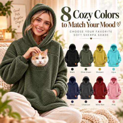 Hoodie With Pet Pouch Women Men Oversized Fleece Dog Cat Carrier Hoodies - image 6
