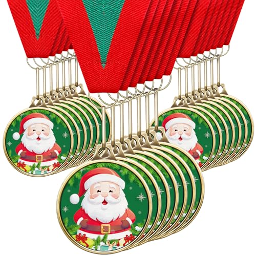 Cholemy 20 Pcs Christmas Medals Award Bulk, Santa Claus