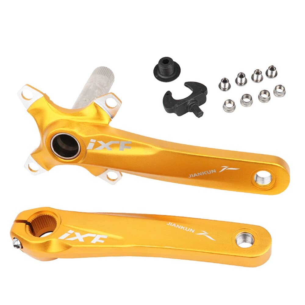 104 BCD Mountain Bike Guarnitura singola velocità, 170 mm MTB Square Conico Guarnitura Ricambio per Pedivella Bicicletta Set (Oro)