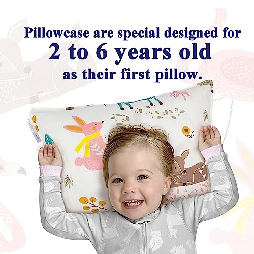 Image of ALVABABY Toddler Pillowcases 2 Pack Organic Cotton Fit 13 inchx 18 inch or 12 inchx16 inch Kids Pillow Cover Envelope for Girl Boy Travel(Pillowcase Only)