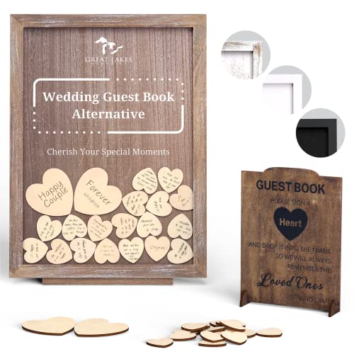 GLM Premium Wedding Guest Book Alternative with Welcome Sign and 85 Hearts A Perfect Piece to Rustic Wedding Decorations for