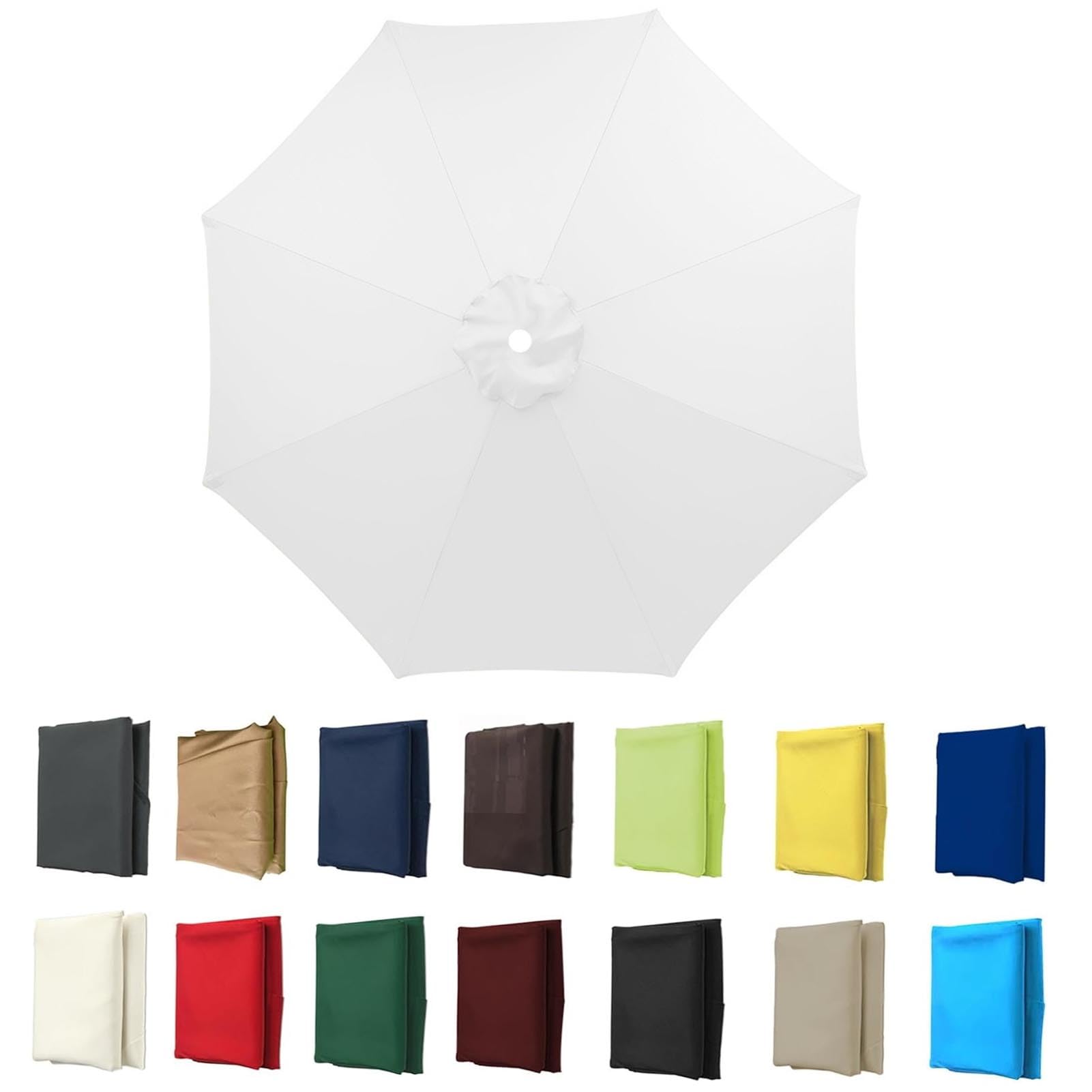 2m-3.5m Replacement Parasol Canopy, Umbrella Replacement Fabric, UPF 50+ Garden Parasol Replacement Canopy, Outdoor Replacement Fabric, 6/8 Rib for Garden Umbrella (White,8ribs:3.5m/11.5ft)