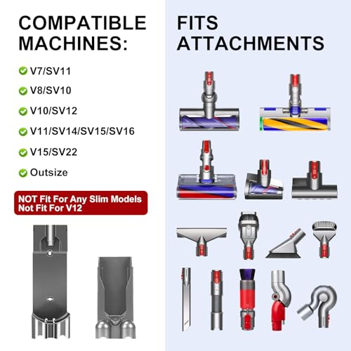 Image of 2 PCS Storage Bracket Holders Accessories Holder for Dyson V7 V8 V10 V11 V12 V15 Outsize Cordless Stick Vacuum Cleaner, Docking Station Wall Mount Attachments