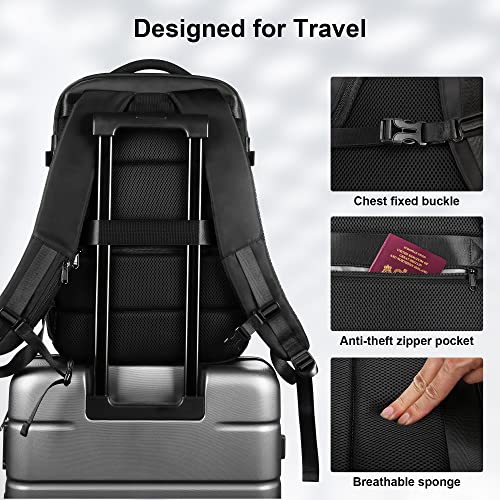 HOMIEE Travel Laptop Backpack for Men Women, Personal Item Carry On Bag, Dry Wet Separation, Weekender Business Hiking Camping College Bag, Mochila de Viaje, Black by HOMIEE - Image 6