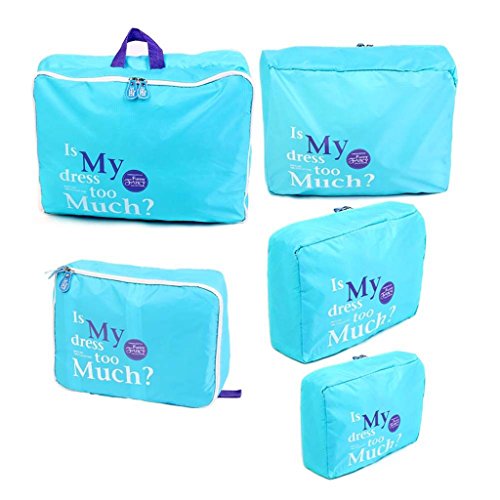Preisvergleich Produktbild 5 Stück Kleidung Socken Verpackung Würfel Aufbewahrungstasche Reisegepäck Veranstalter Grün - Blau