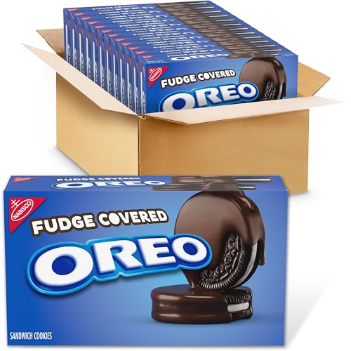 Image of OREO Fudge Covered Chocolate Sandwich Cookies, Original Flavor, 12-7.9 oz Boxes
