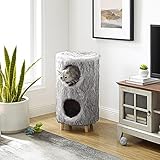 Sam's Pets Comfy Pufak 27' Faux Fur Gray Cat Tree Cylinder House