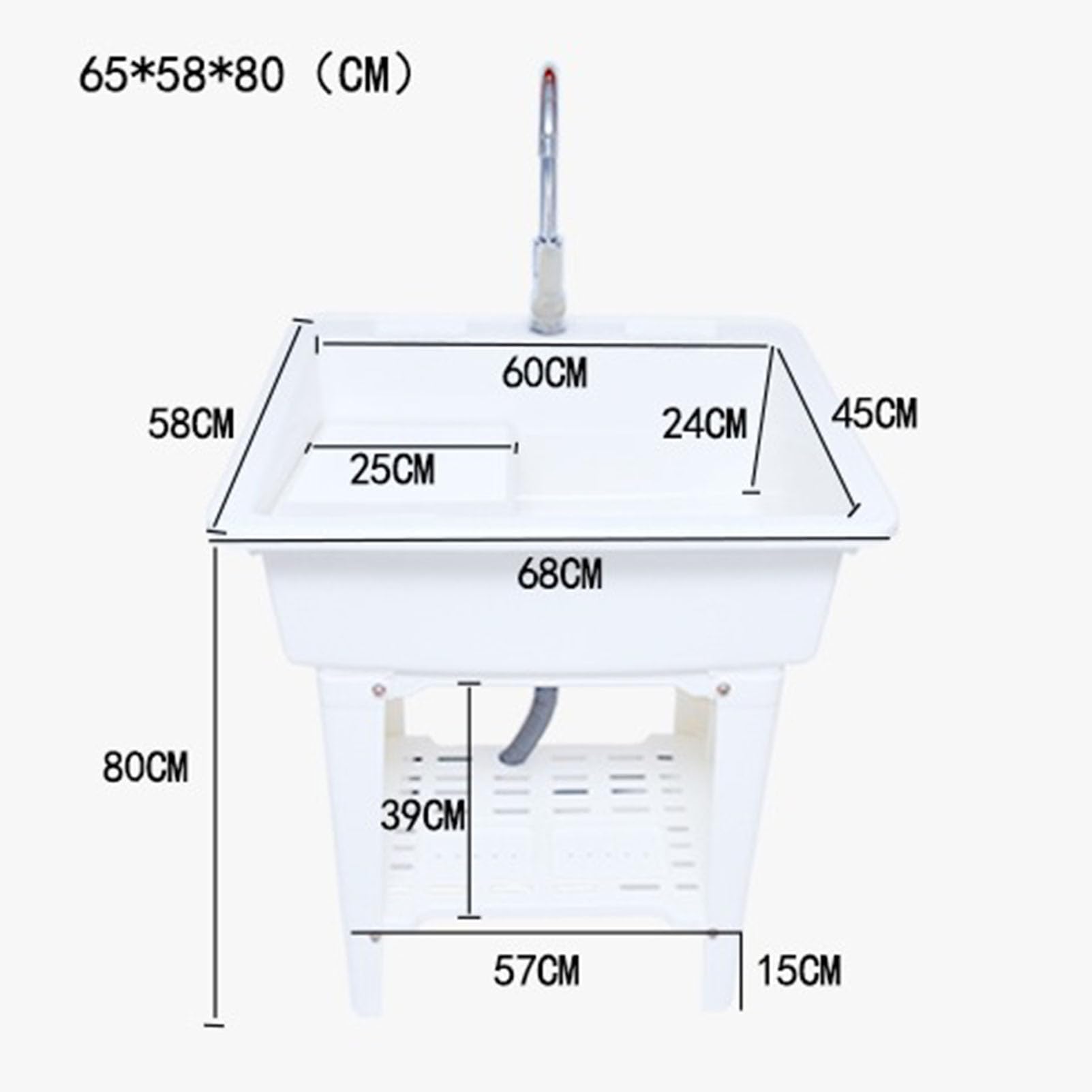 Heavy Duty Freestanding Laundry Sink z Washboard, 31,5-calowy umywalka użytkowa, gorący zimny zestaw do kranu i odpływu do garażu, balkon, czyszczenie błotniste