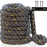 Battle Ropes with Anchor Kit, Strength Training Equipment for Workout, Perfect Exercise for Core Strength. Weight Set Battle Ropes for Home Gym, Garage fit for Men and Women Rope Weighted 30 ft x 1.5