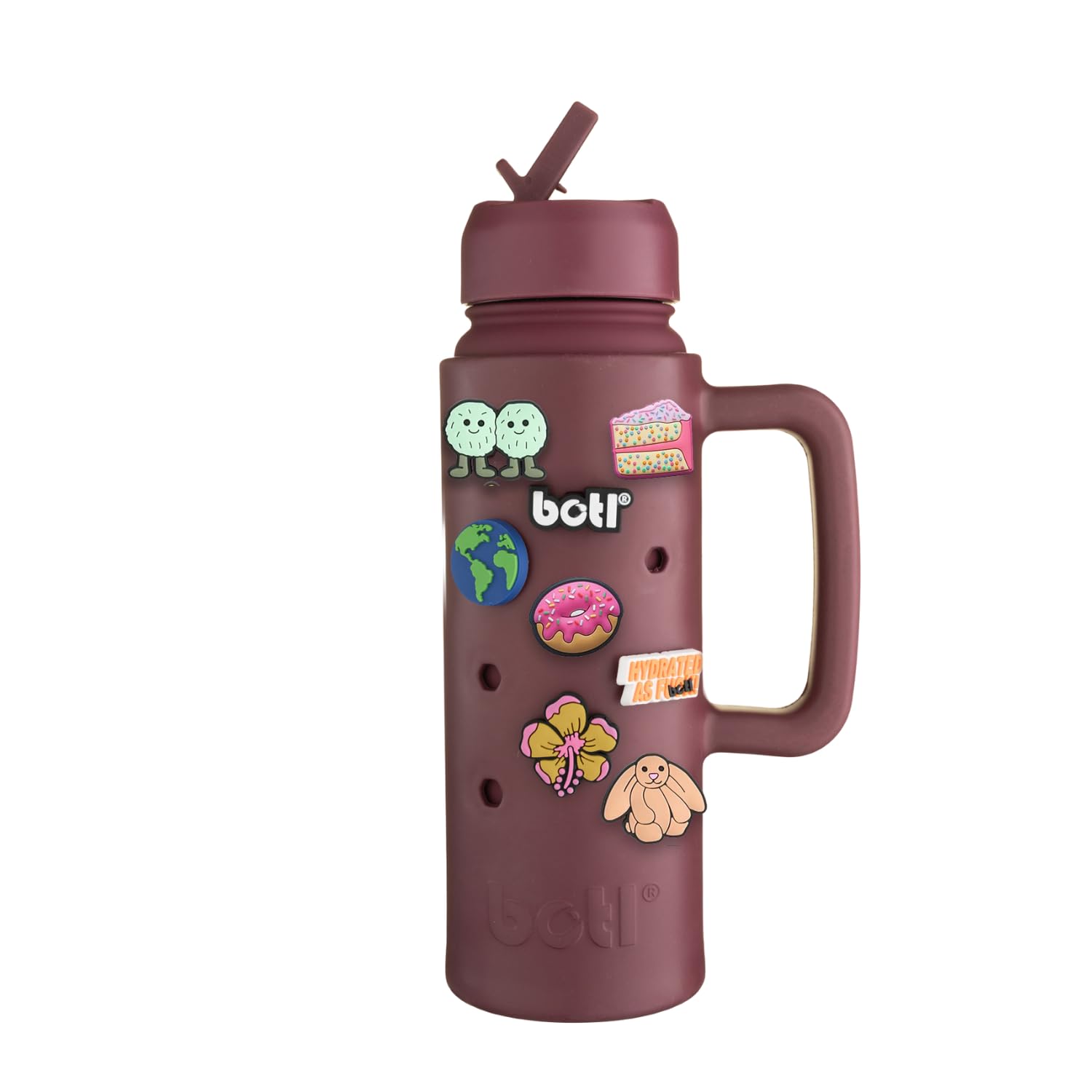 BOTL – Epic Jug – Personalisierte Edelstahl-Wasserflasche, auslaufsicherer Strohhalm-Deckel, isolierte Flasche, 700 ml, Sportverschluss mit internem Strohhalm, personalisierbare Flasche – Kirsche