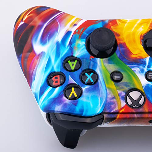 YoRHa Printing Rubber Silicone Cover Skin Case for Xbox One S/X Controller x 1(Colourful Stream) with Thumb Grips x 10 - Thumbnail 4