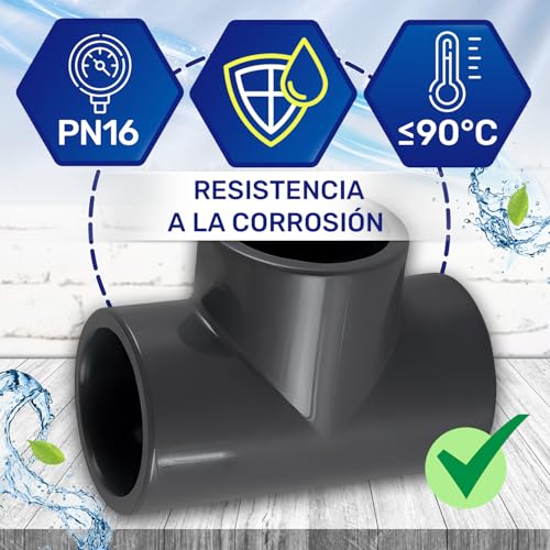 Miniatura 3 de Racor Pvc En T Ø 50 Mm Con Ángulo De 90 Para Unión Adhesiva De Tres Tuberías - Monteral