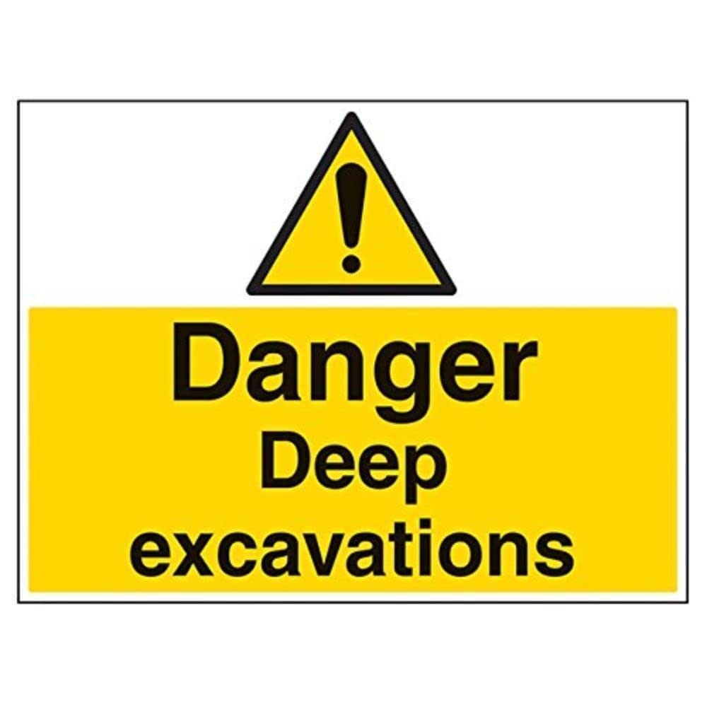 Vsafety Danger Deep Excavation Warning Sign - 600mm x 450mm - 2mm Rigid Plastic