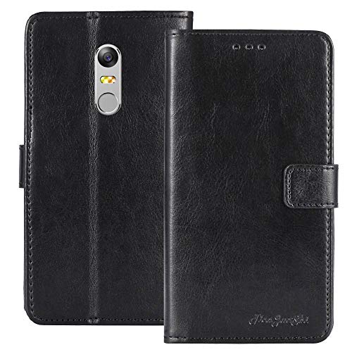 TienJueShi Schwarz Flip Book-Style Brief Leder Tasche Schutz Hulle Handy Hülle Abdeckung Fall Wallet Cover Etui Skin Fur TP-Link Neffos X1 Max 5.5 inch