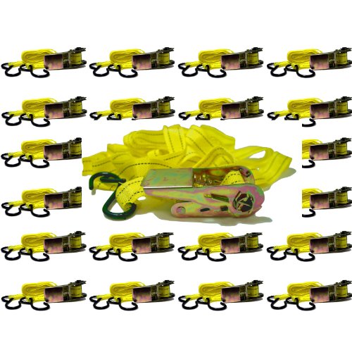 Cargo Equipment Corp. 4 Pack of 1 inch Black Ratchet Straps with Coated S Hooks