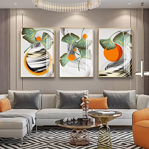Póster de ginkgo geométrico para crear un ambiente relajante en tu salón de estilo nórdico