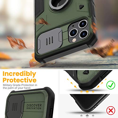 Image of Nillkin Case for Apple iPhone 11 Pro Max (6.5 inch Inch) CamShield Armor Military Grade Camera Close & Open Double Layered Protection TPU + PC Finish with Kickstand Dark Green