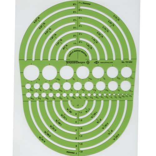 Image of ALVIN Circle Radius Master Template TD1202, Template for Artists, Architects, Design and Drafting, 3 /64th inch to 7.5 inch scale